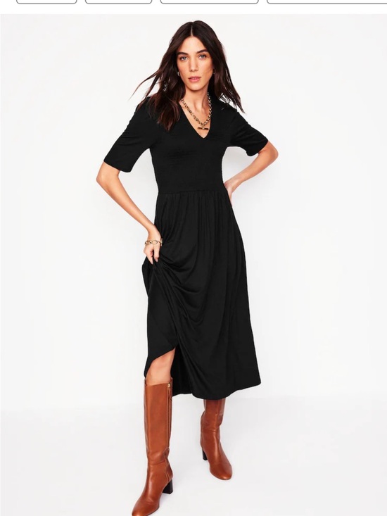 Boden Dresses & Skirts - Boden Bethany Smocked Jersey Maxi Dress 12 Black Pockets ECOVERO